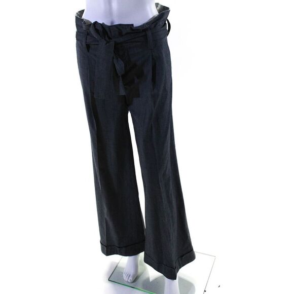 Remy Hall Womens Striped Hook & Eye Belted High Rise Pleated Pants Gray Size 4 - Picture 2 of 5